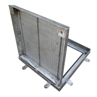 Люк под брусчатку Проспект-Н из нержавеющей стали на петлях с пластинами корыто